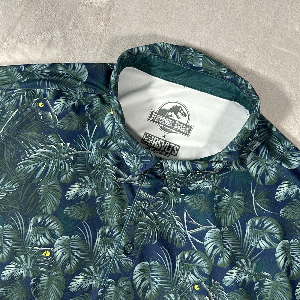 New RSVLTS X Jurassic Park Dinosaurs Clever Girl Breakfast Balls Polo Shirt 3XL